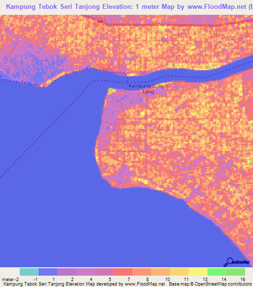 Kampung Tebok Seri Tanjong,Malaysia Elevation Map