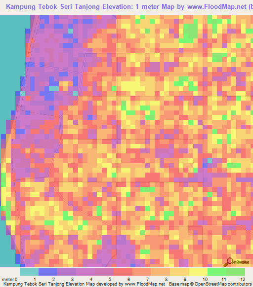 Kampung Tebok Seri Tanjong,Malaysia Elevation Map