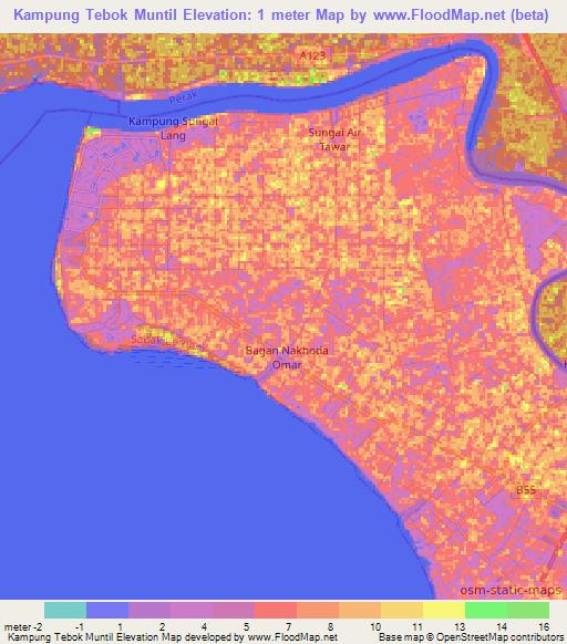 Kampung Tebok Muntil,Malaysia Elevation Map