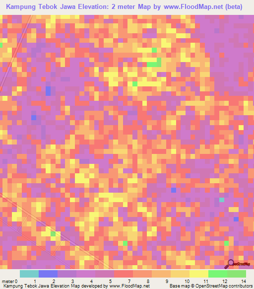 Kampung Tebok Jawa,Malaysia Elevation Map