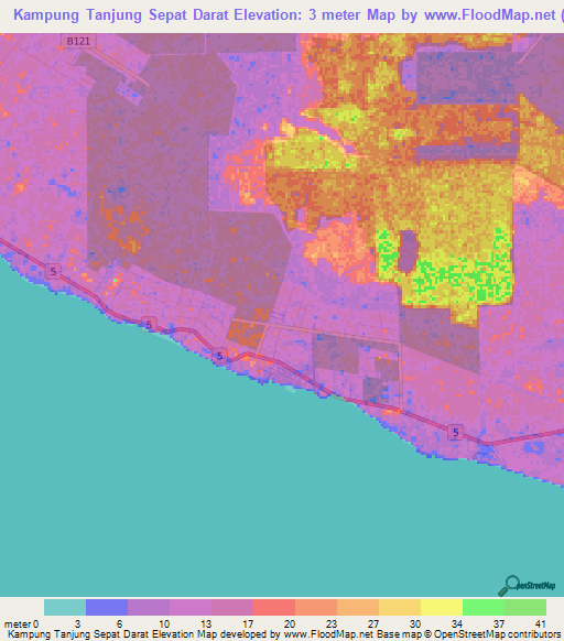 Kampung Tanjung Sepat Darat,Malaysia Elevation Map