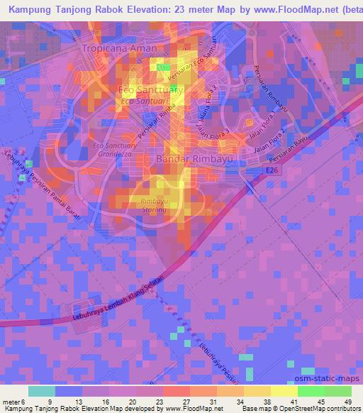 Kampung Tanjong Rabok,Malaysia Elevation Map