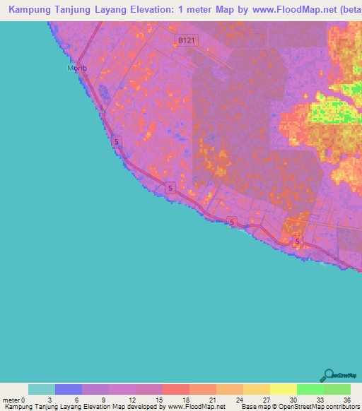 Kampung Tanjung Layang,Malaysia Elevation Map