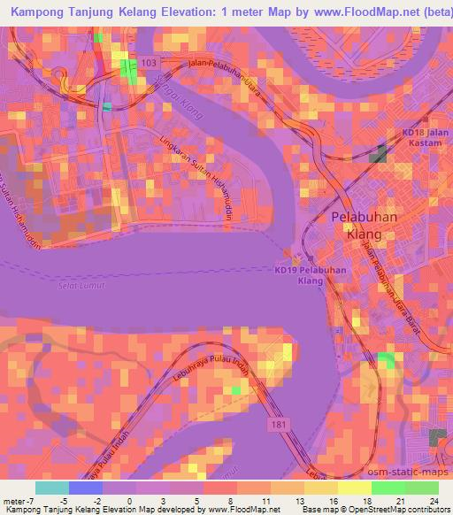 Kampong Tanjung Kelang,Malaysia Elevation Map