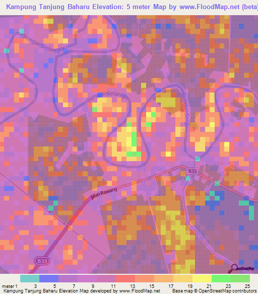 Kampung Tanjung Baharu,Malaysia Elevation Map