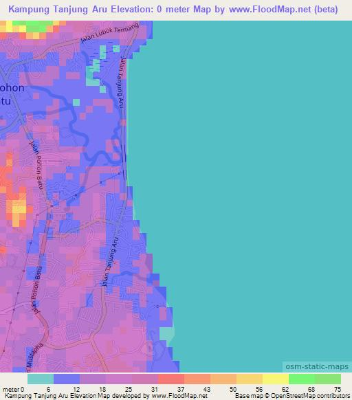 Kampung Tanjung Aru,Malaysia Elevation Map