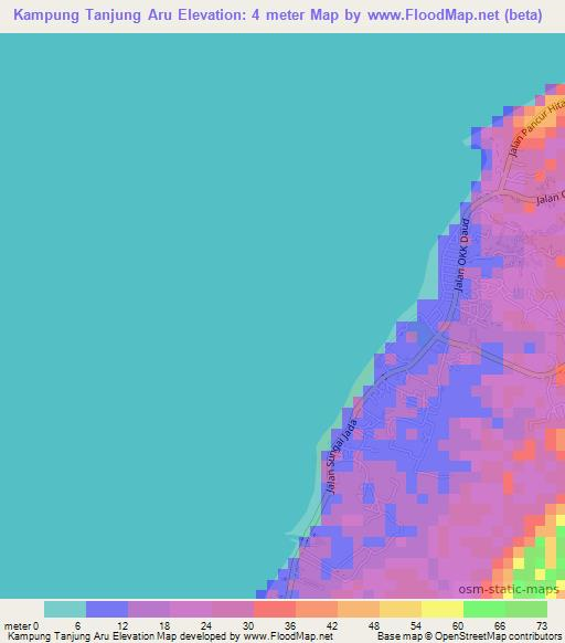 Kampung Tanjung Aru,Malaysia Elevation Map