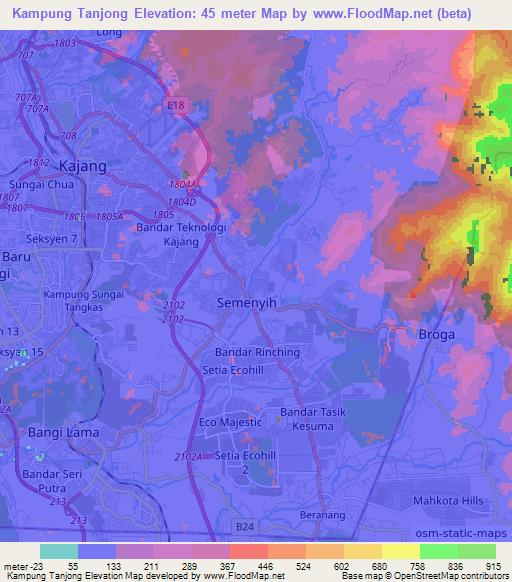 Kampung Tanjong,Malaysia Elevation Map