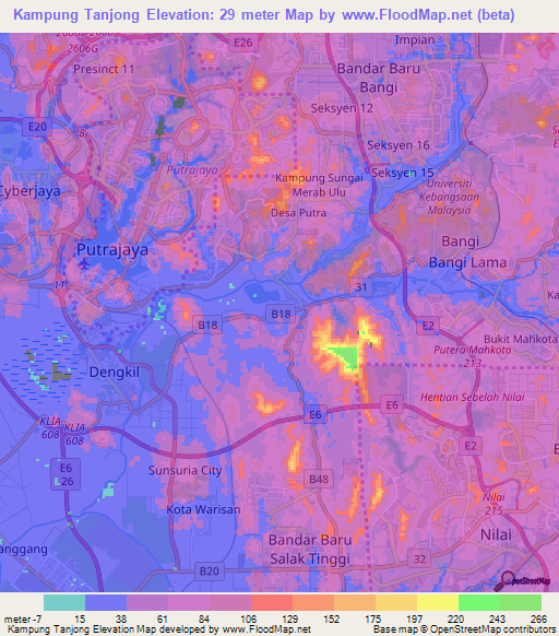 Kampung Tanjong,Malaysia Elevation Map