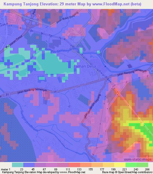 Kampung Tanjong,Malaysia Elevation Map