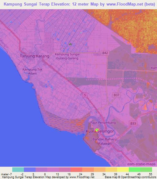 Kampung Sungai Terap,Malaysia Elevation Map