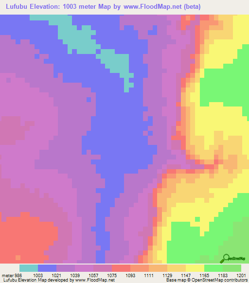 Lufubu,Zambia Elevation Map