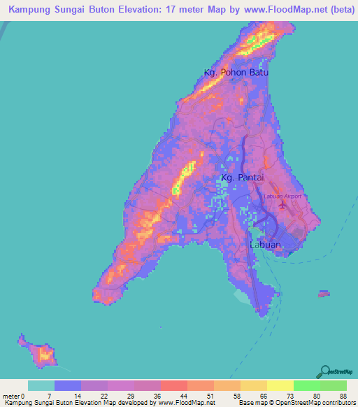 Kampung Sungai Buton,Malaysia Elevation Map