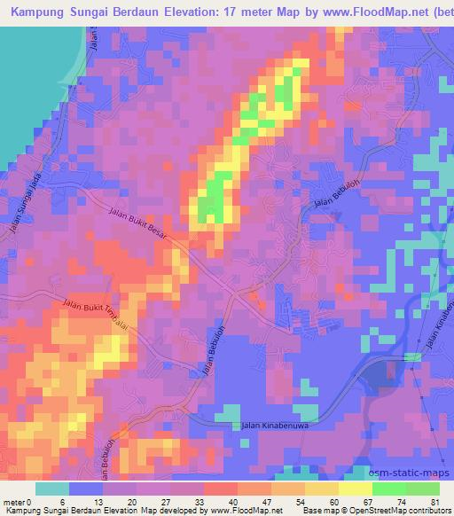 Kampung Sungai Berdaun,Malaysia Elevation Map