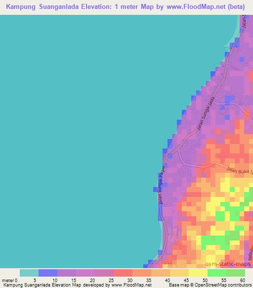 Kampung Suanganlada,Malaysia Elevation Map