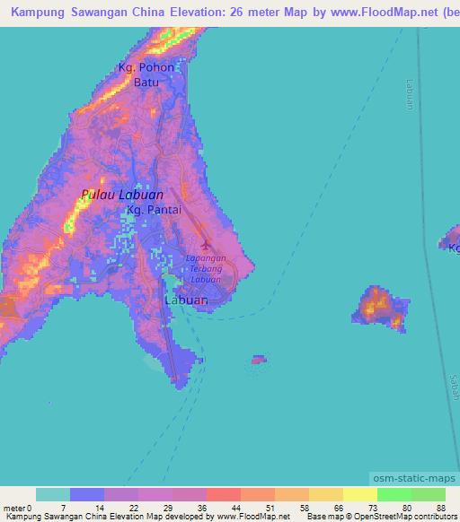 Kampung Sawangan China,Malaysia Elevation Map