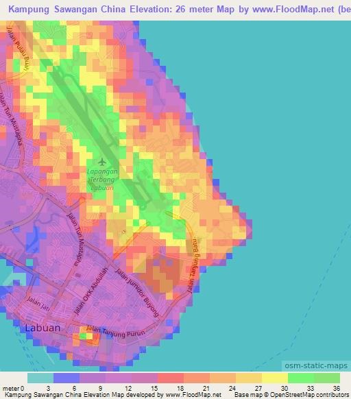 Kampung Sawangan China,Malaysia Elevation Map