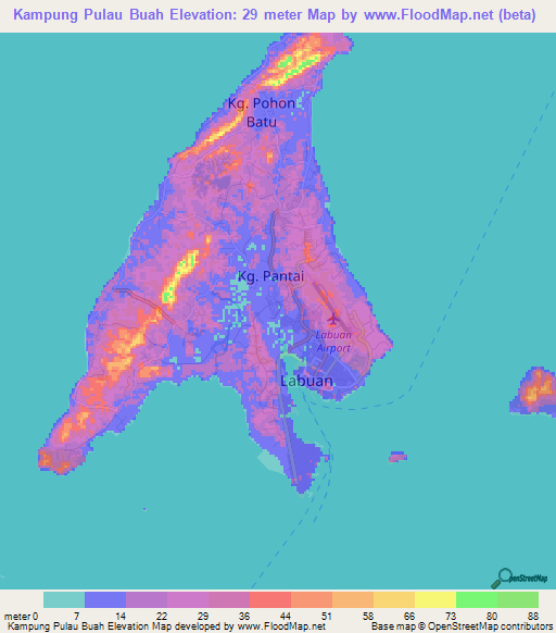 Kampung Pulau Buah,Malaysia Elevation Map