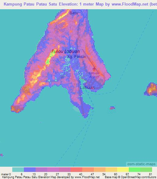 Kampung Patau Patau Satu,Malaysia Elevation Map