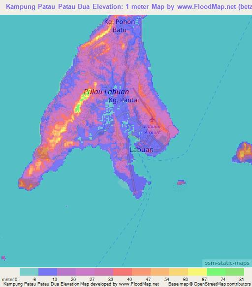 Kampung Patau Patau Dua,Malaysia Elevation Map