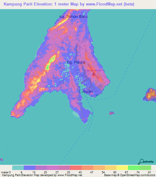 Kampung Parit,Malaysia Elevation Map