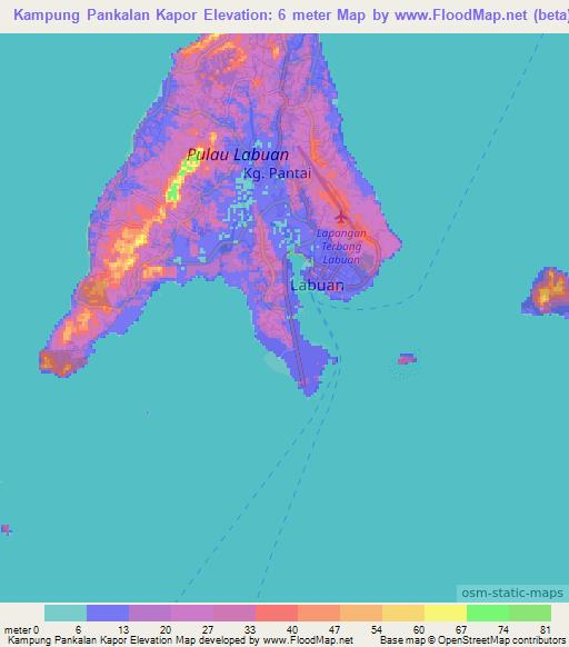 Kampung Pankalan Kapor,Malaysia Elevation Map