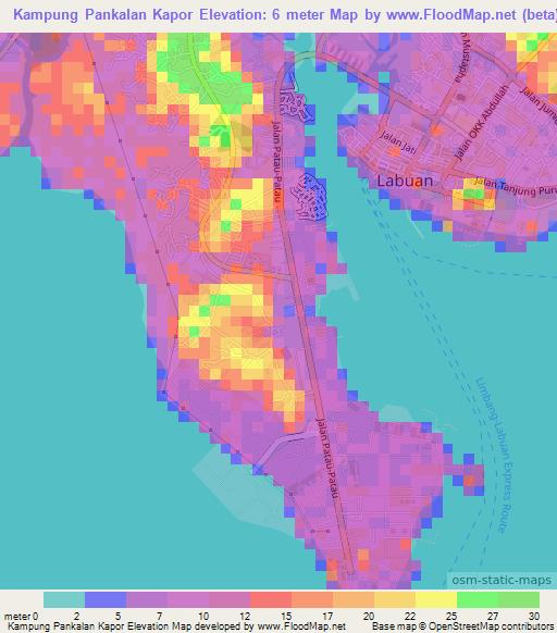 Kampung Pankalan Kapor,Malaysia Elevation Map