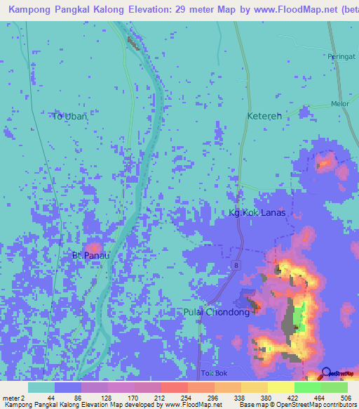 Kampong Pangkal Kalong,Malaysia Elevation Map