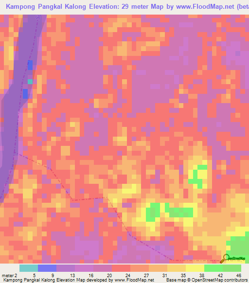 Kampong Pangkal Kalong,Malaysia Elevation Map