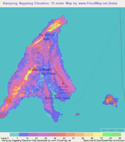 Kampung Nagalang,Malaysia Elevation Map