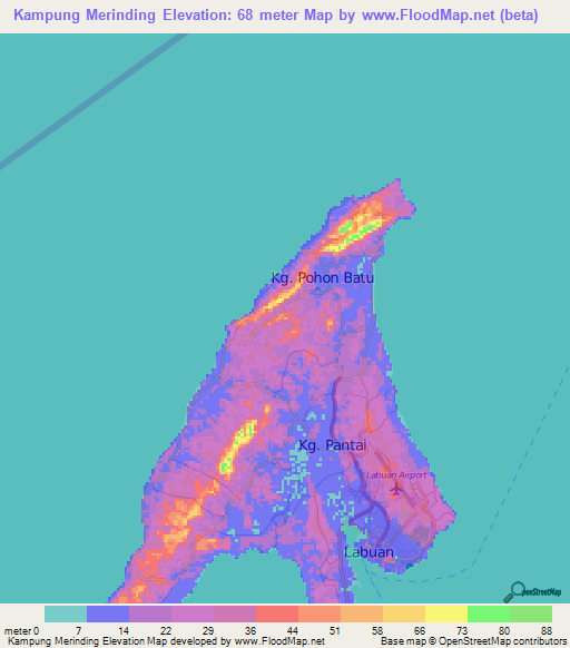 Kampung Merinding,Malaysia Elevation Map