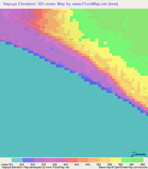 Kapoya,Zambia Elevation Map