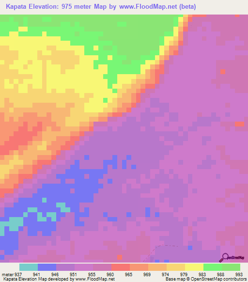 Kapata,Zambia Elevation Map