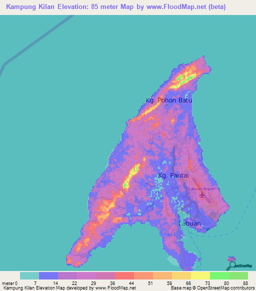 Kampung Kilan,Malaysia Elevation Map