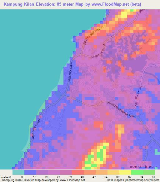 Kampung Kilan,Malaysia Elevation Map