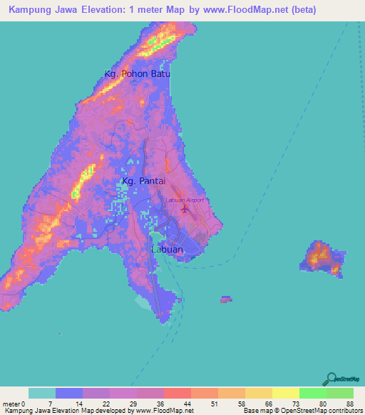 Kampung Jawa,Malaysia Elevation Map