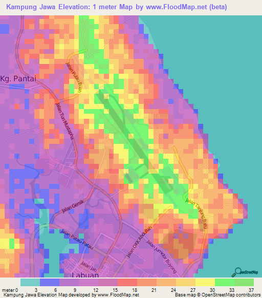 Kampung Jawa,Malaysia Elevation Map