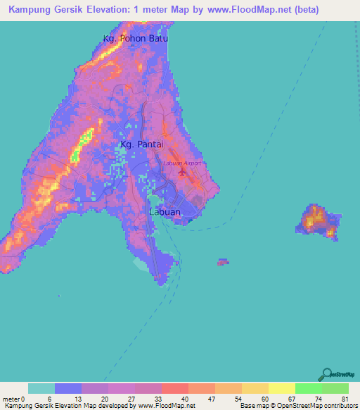 Kampung Gersik,Malaysia Elevation Map