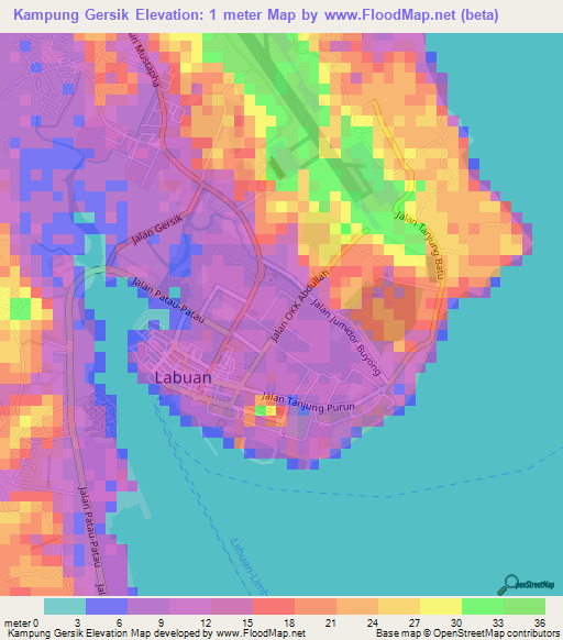 Kampung Gersik,Malaysia Elevation Map