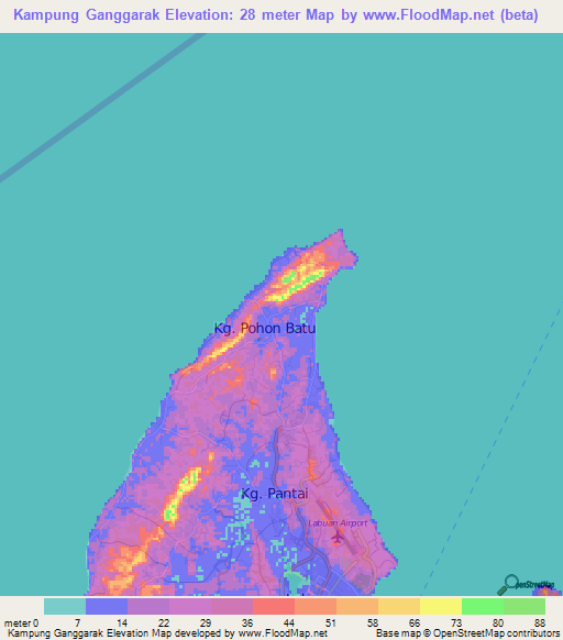 Kampung Ganggarak,Malaysia Elevation Map