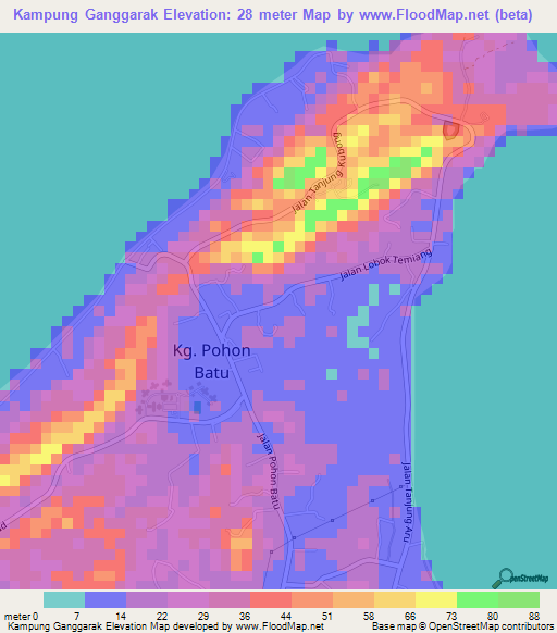 Kampung Ganggarak,Malaysia Elevation Map