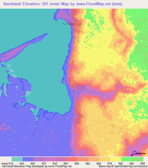 Kambwali,Zambia Elevation Map