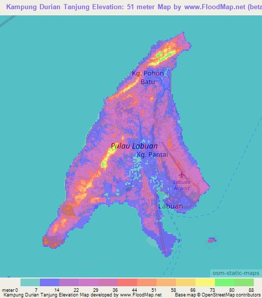 Kampung Durian Tanjung,Malaysia Elevation Map