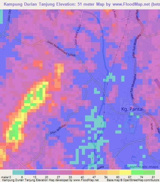 Kampung Durian Tanjung,Malaysia Elevation Map