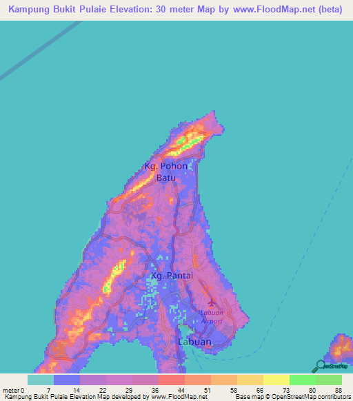 Kampung Bukit Pulaie,Malaysia Elevation Map