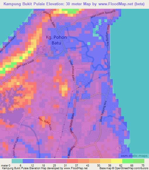 Kampung Bukit Pulaie,Malaysia Elevation Map