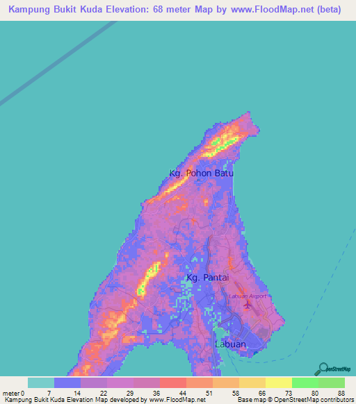 Kampung Bukit Kuda,Malaysia Elevation Map