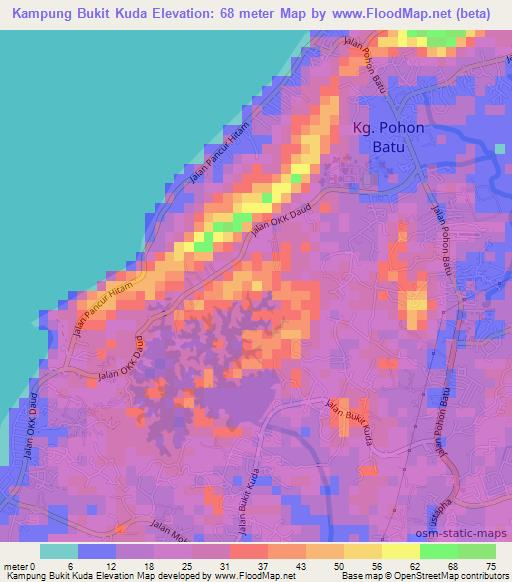 Kampung Bukit Kuda,Malaysia Elevation Map