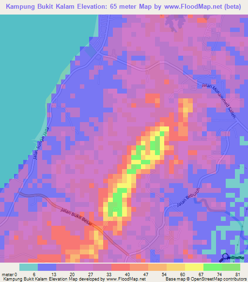 Kampung Bukit Kalam,Malaysia Elevation Map