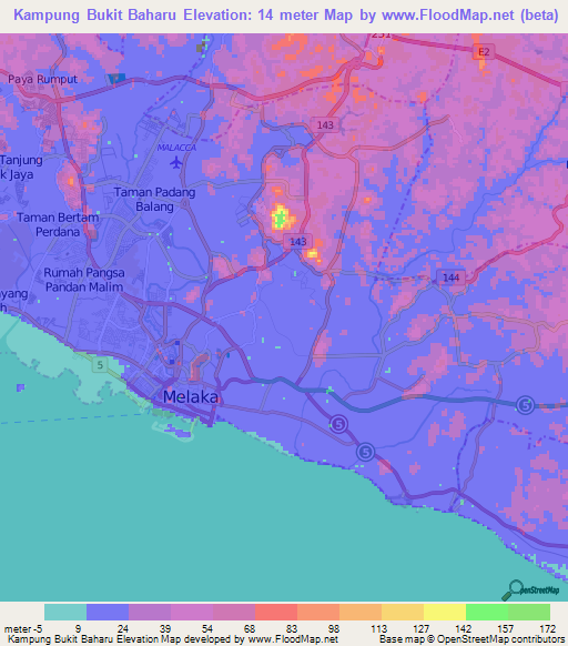 Kampung Bukit Baharu,Malaysia Elevation Map